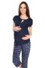 MijaCulture 3 in1 Maternity and Nursing 2-Peace 3/4 Pyjama Set 4117/M77 Navy